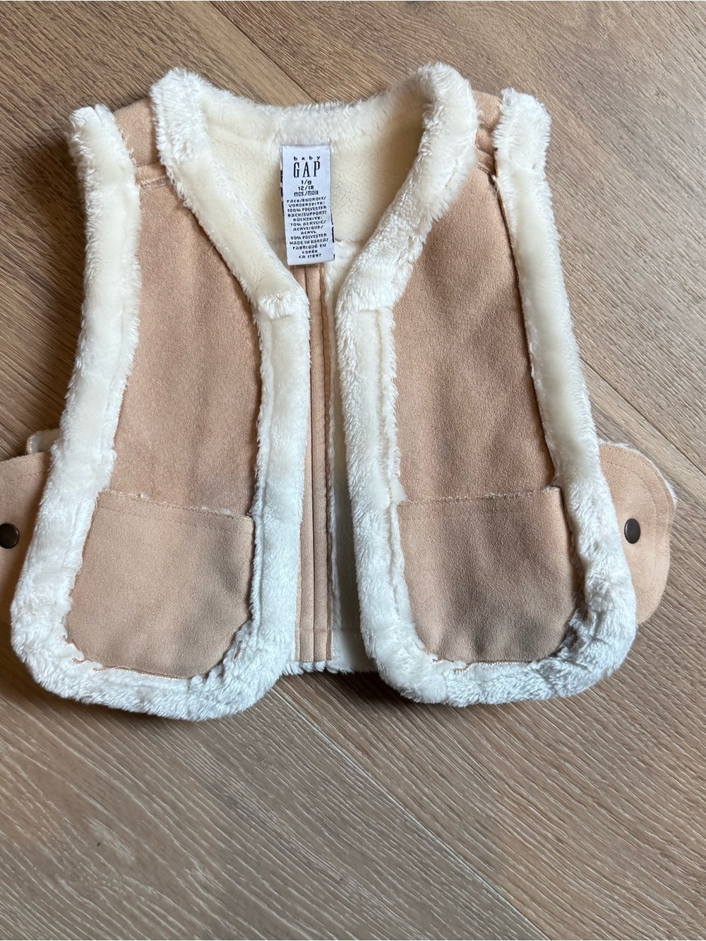 Vintage Baby Gap Vest Sherpa Fall Cream Tan Neutral 12 Months Winter Fashion